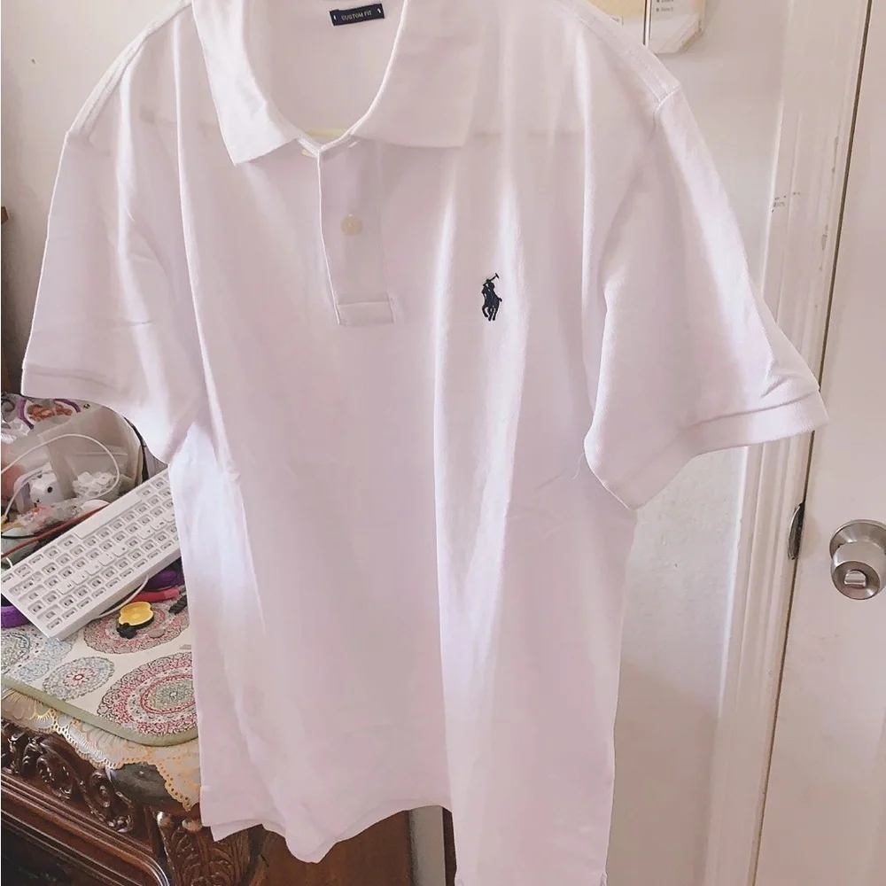 Ralph Lauren polo shirt for‎ Men Custom Slim Fit  Cotton White XL